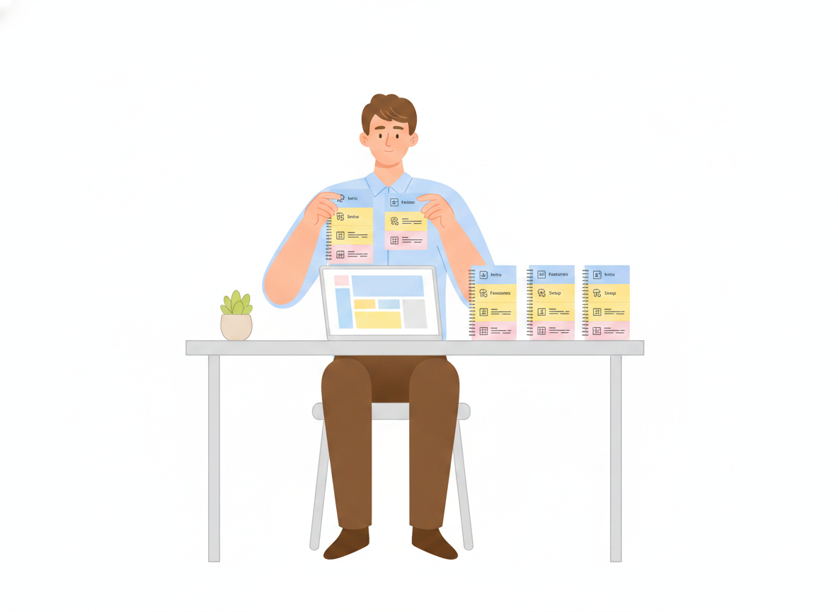Reusable content blocks being assembled into several different documents like building blocks